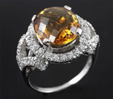 Замечательное кольцо с золотистым цитрином Серебро 925