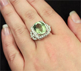 Серебряное кольцо с зеленым аметистом Серебро 925