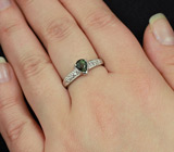 Прелестное кольцо с зеленым сапфиром 1,01 карат Серебро 925