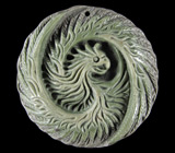 Камея-подвеска "Феникс" из цельной яшмы 35 грамм Серебро 925