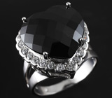 Серебряное кольцо c черной шпинелью Серебро 925