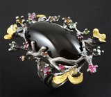 Кольцо  c ониксом и разноцветными турмалинами Серебро 925