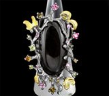 Кольцо c ониксом и разноцветными турмалинами Серебро 925