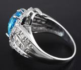 Стильное кольцо с голубым топазом Серебро 925