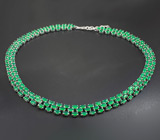 Серебряное колье с зелеными агатами Серебро 925