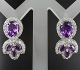Серебряные серьги с аметистами Серебро 925