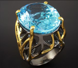 Кольцо c крупным голубым топазом Серебро 925