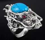 Скульптурное кольцо "Дракон" с говлитом и пурпурными сапфирами Серебро 925