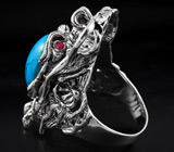 Скульптурное кольцо "Дракон" с говлитом и пурпурными сапфирами Серебро 925