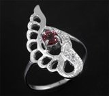 Ажурное серебряное кольцо с родолитом Серебро 925