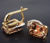 Серьги с империал топазами и бесцветными цирконами