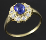 Прелестное серебряное кольцо с кабошоном синего сапфира 0,77 карат Серебро 925