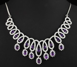 Изысканное серебряное колье с аметистами Серебро 925
