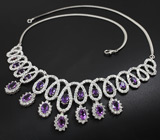 Изысканное серебряное колье с аметистами Серебро 925