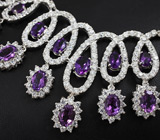 Изысканное серебряное колье с аметистами Серебро 925