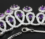 Изысканное серебряное колье с аметистами Серебро 925