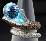 Золотое кольцо с бриолетом топаза и 155 бриллиантами