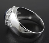 Эффектное серебряное кольцо cо звездчатым сапфиром Серебро 925