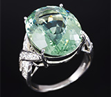 Серебряное кольцо с зеленым аметистом Серебро 925