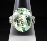 Серебряное кольцо с зеленым аметистом Серебро 925