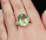 Серебряное кольцо с зеленым аметистом Серебро 925
