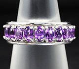 Стильное серебряное кольцо с аметистами Серебро 925
