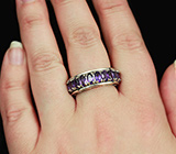 Стильное серебряное кольцо с аметистами Серебро 925