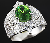 Серебряное кольцо с зеленым апатитом Серебро 925