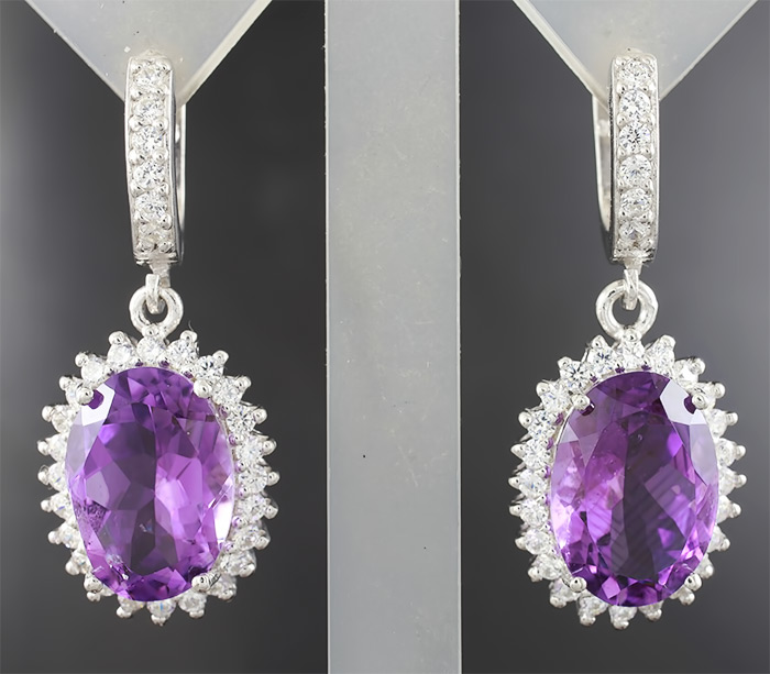 Серебряные серьги с аметистами