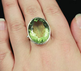 Серебряное кольцо с зеленым аметистом Серебро 925