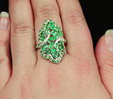 Серебряное кольцо с изумрудами и цаворитами Серебро 925