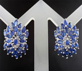 Великолепные серебряные серьги с синими сапфирами Серебро 925