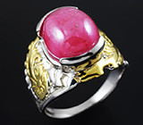 Эффектное серебряное кольцо с пурпурным сапфиром Серебро 925