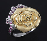Серебряное кольцо-цветок с родолитами Серебро 925