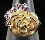 Серебряное кольцо-цветок с родолитами Серебро 925