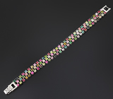 Серебряный браслет с кабошонами разноцветных турмалинов Серебро 925
