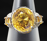 Эффектное серебряное кольцо с роскошным цитрином Серебро 925
