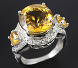 Эффектное серебряное кольцо с роскошным цитрином Серебро 925