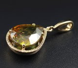 Кулон с крупным мадагаскарским сфеном и бриллиантами