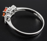 Изящное серебряное кольцо c оранжевым сапфиром 0,3 карат Серебро 925