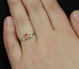 Изящное серебряное кольцо c оранжевым сапфиром 0,3 карат Серебро 925