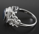 Замечательное серебряное кольцо со звездчатым сапфиром 1,52 карат Серебро 925