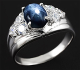 Серебряное кольцо со звездчатым сапфиром 2,01 карат Серебро 925