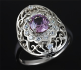 Ажурное серебряное кольцо c фиолетовой шпинелью 1,2 карат Серебро 925