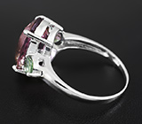 Элегантное серебряное кольцо c аметрином и зелеными сапфирами Серебро 925