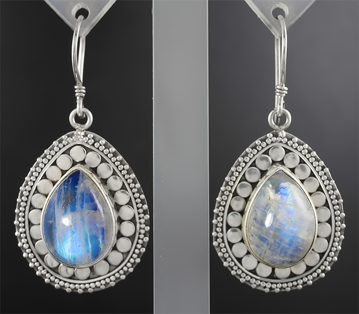 Серебряные серьги с лунным камнем