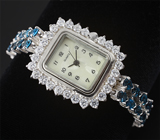 Часы на серебряном браслете с насыщенными топазами Серебро 925