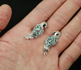 Серебряные серьги "Попугайчики" с топазами Серебро 925