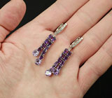 Эффектные серебряные серьги с аметистами Серебро 925