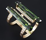 Кольцо с зелеными турмалинами и бриллиантами